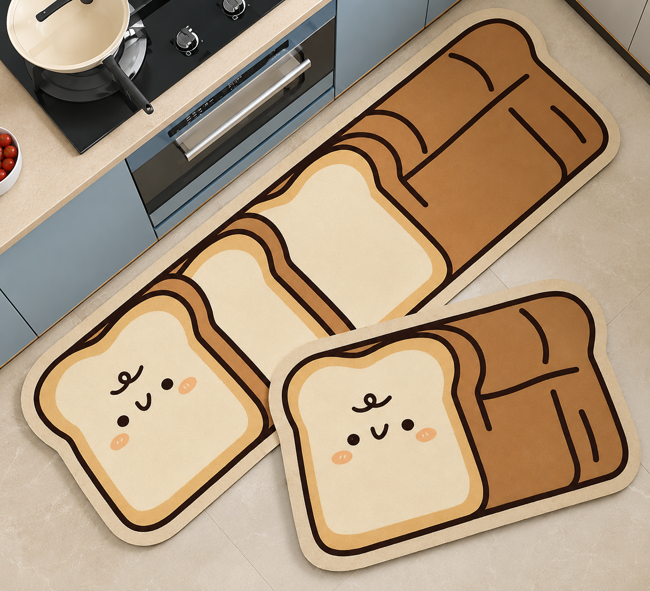 π Cute Bread-Shaped Kitchen Floor Mat