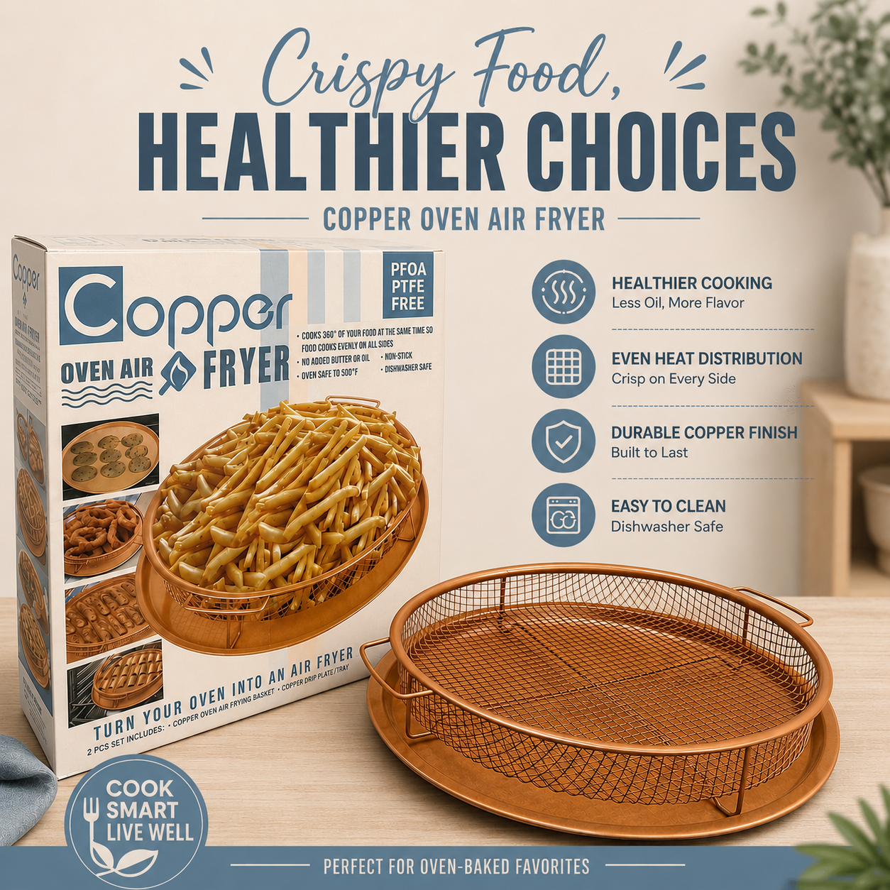 Oven Air Fryer & Stainer Basket & Tray Set