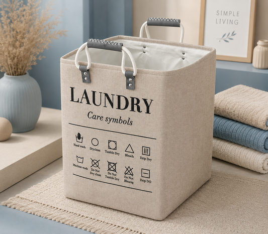 Foldable Waterproof Laundry Basket with Reinforced Handles