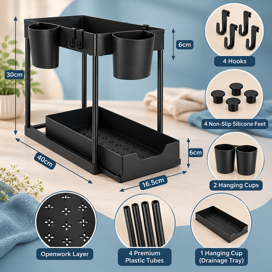 2-Tier Kitchen Countertop Organizer with Utensil Holder