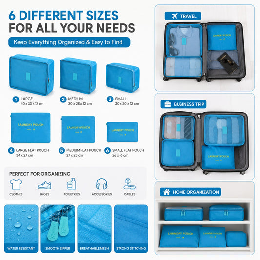 Travel 6-in-1 Organizer Pouch Set