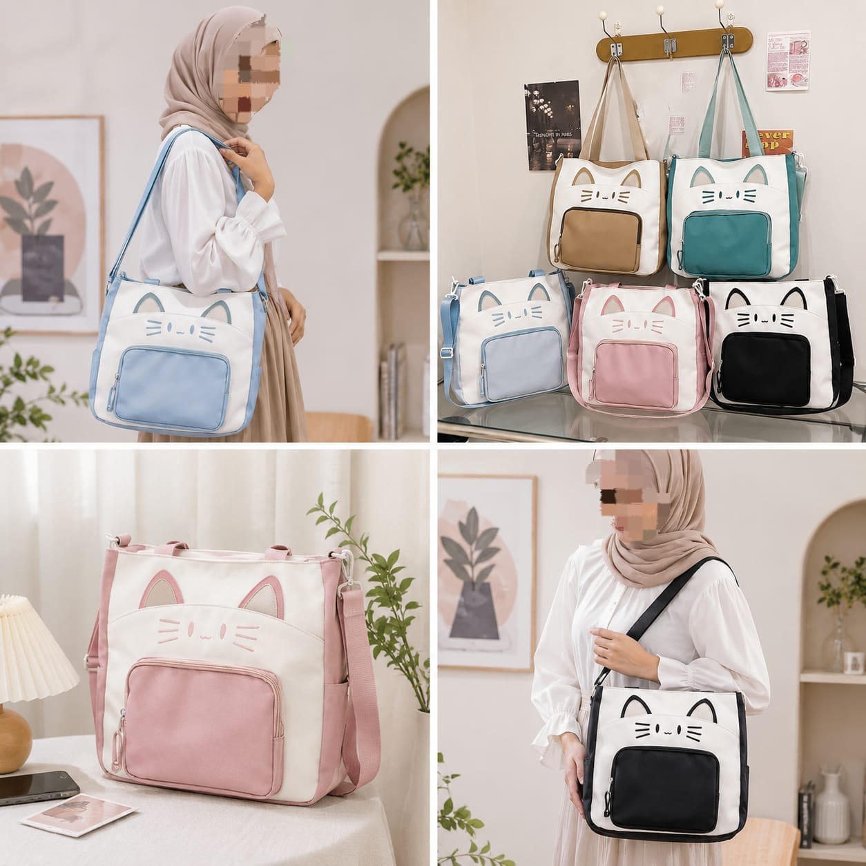 Cute Cat Canvas Shoulder Bag