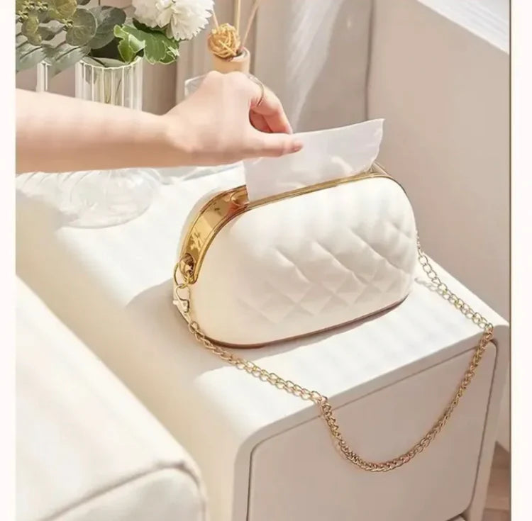 👜 Luxury Handbag Style Tissue Box with Gold Chain