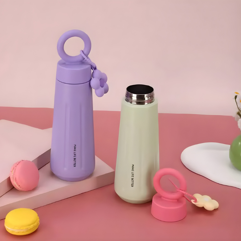 Cute Ring Handle Insulated Water Bottle