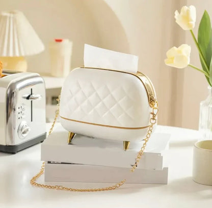👜 Luxury Handbag Style Tissue Box with Gold Chain