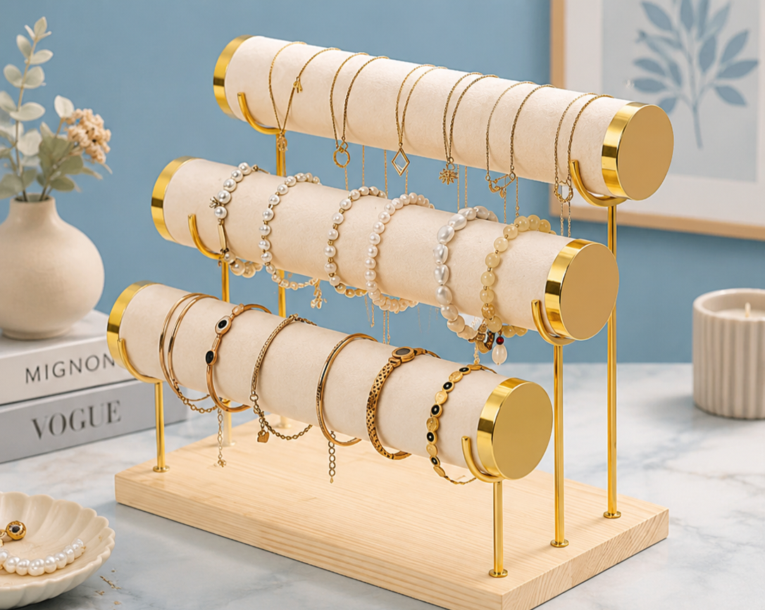 3-Tier Velvet Jewelry Display Stand