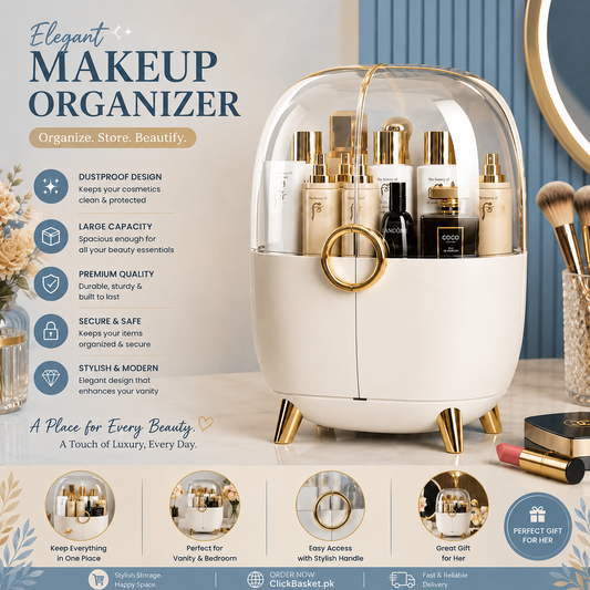 Elegant Luxury Makeup & Cosmetic Organizer with Dustproof Cover