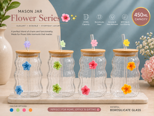 Mason Jar Flower Series – 450ml (1pcs)