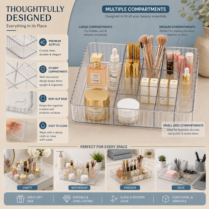 ✨ Premium Crystal Clear Multi-Compartment Organizer