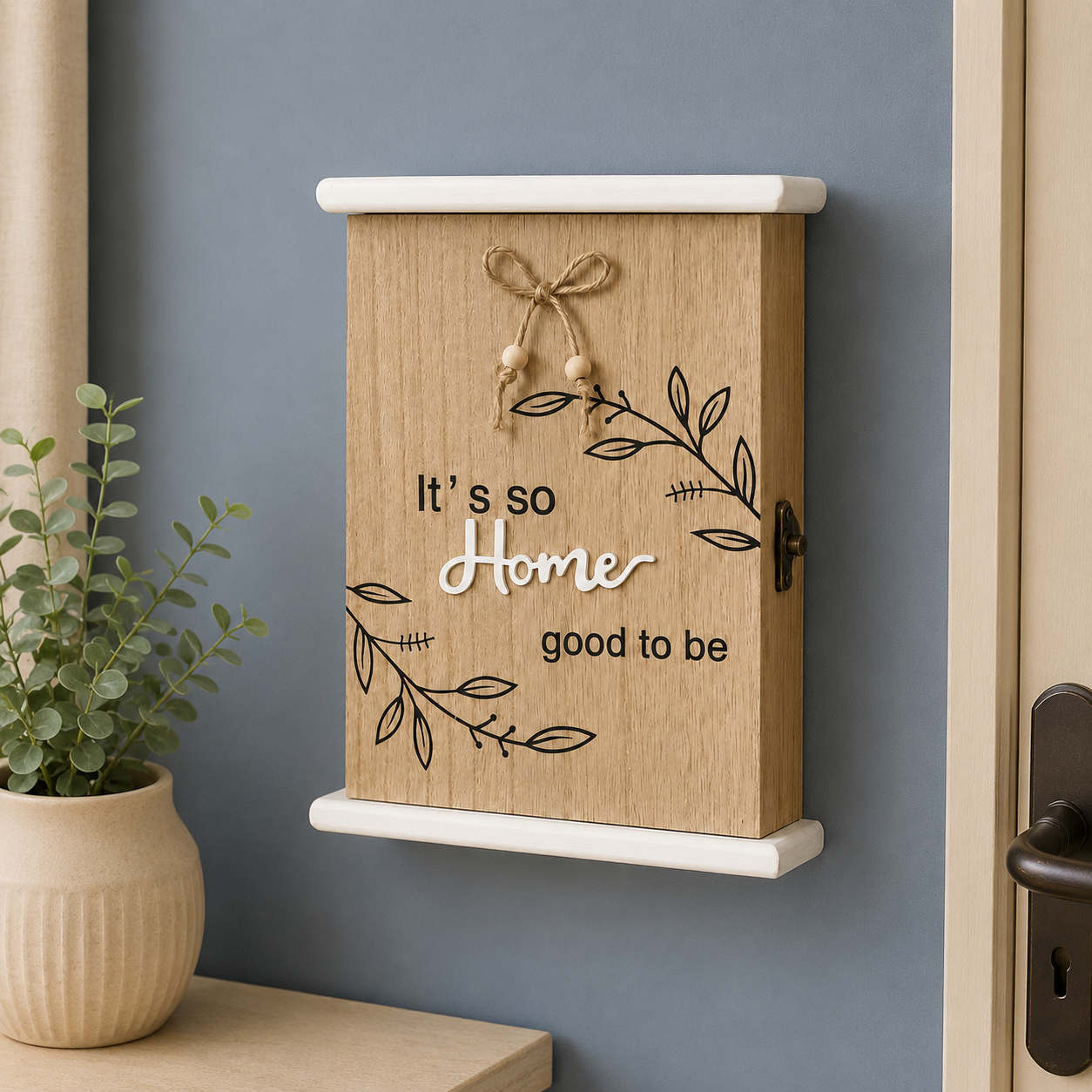 🏠 Decorative Wooden Wall-Mounted Key Holder Box