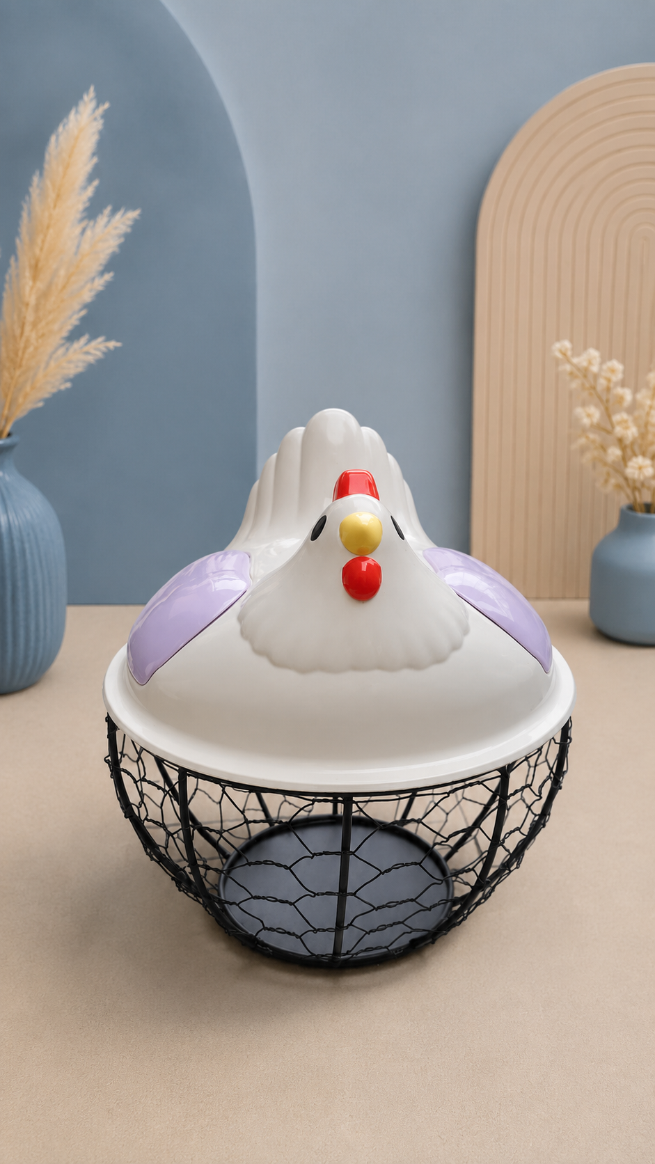 🐔 Chicken-Shaped Egg Storage Basket with Lid (Random Colors)