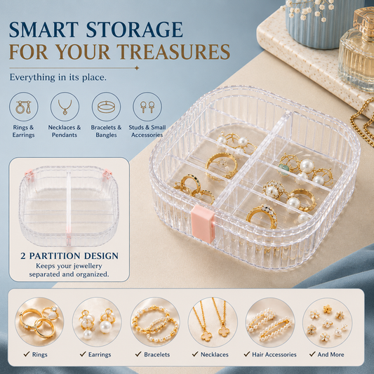 2-Partition Acrylic Jewellery Organizer Box
