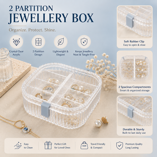 2-Partition Acrylic Jewellery Organizer Box