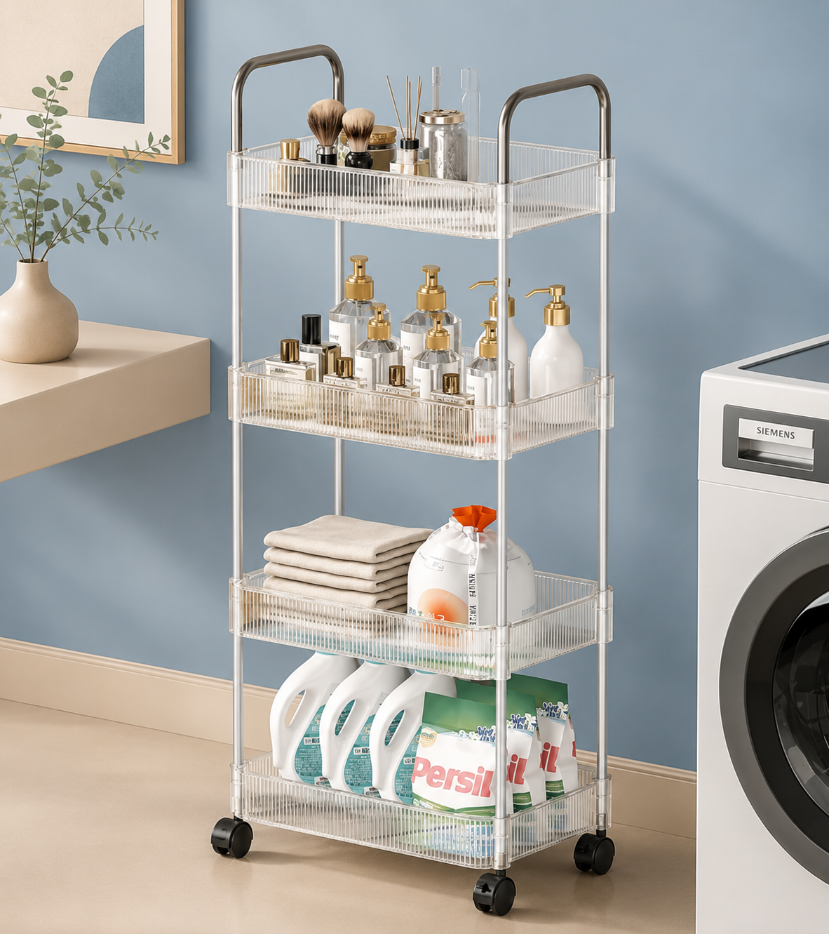 4-Tier Multipurpose Storage Rack with Wheels