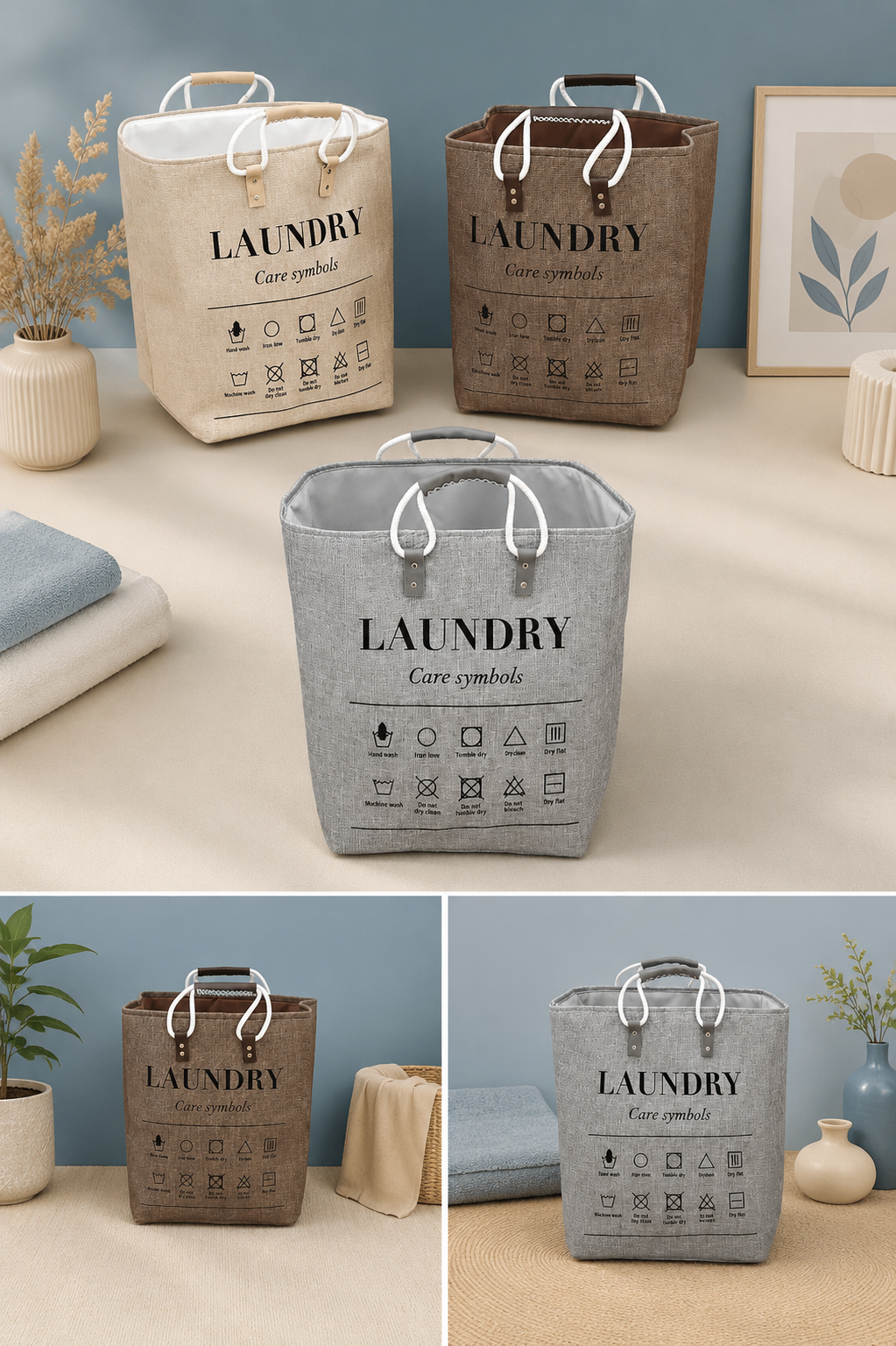 Foldable Waterproof Laundry Basket with Reinforced Handles