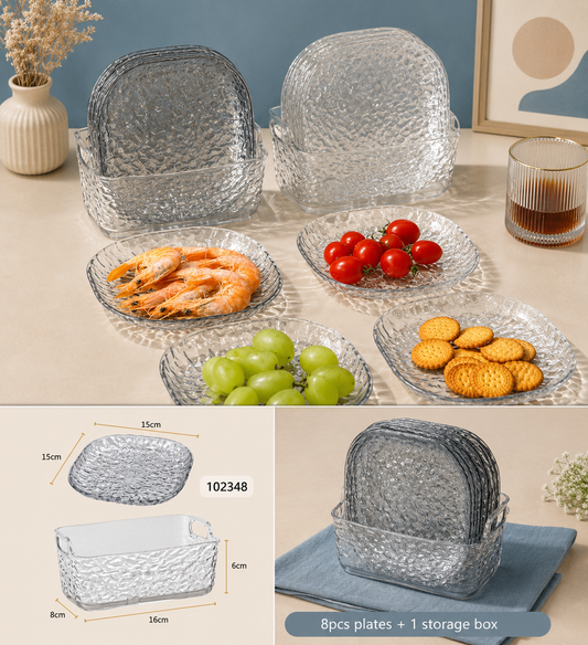 8-Piece Textured Glass Plate Set