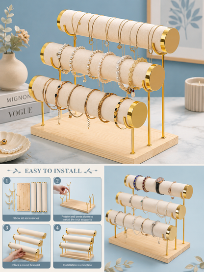 3-Tier Velvet Jewelry Display Stand
