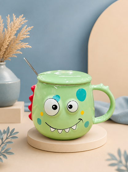 Cartoon Monster Mug with Lid & Spoon