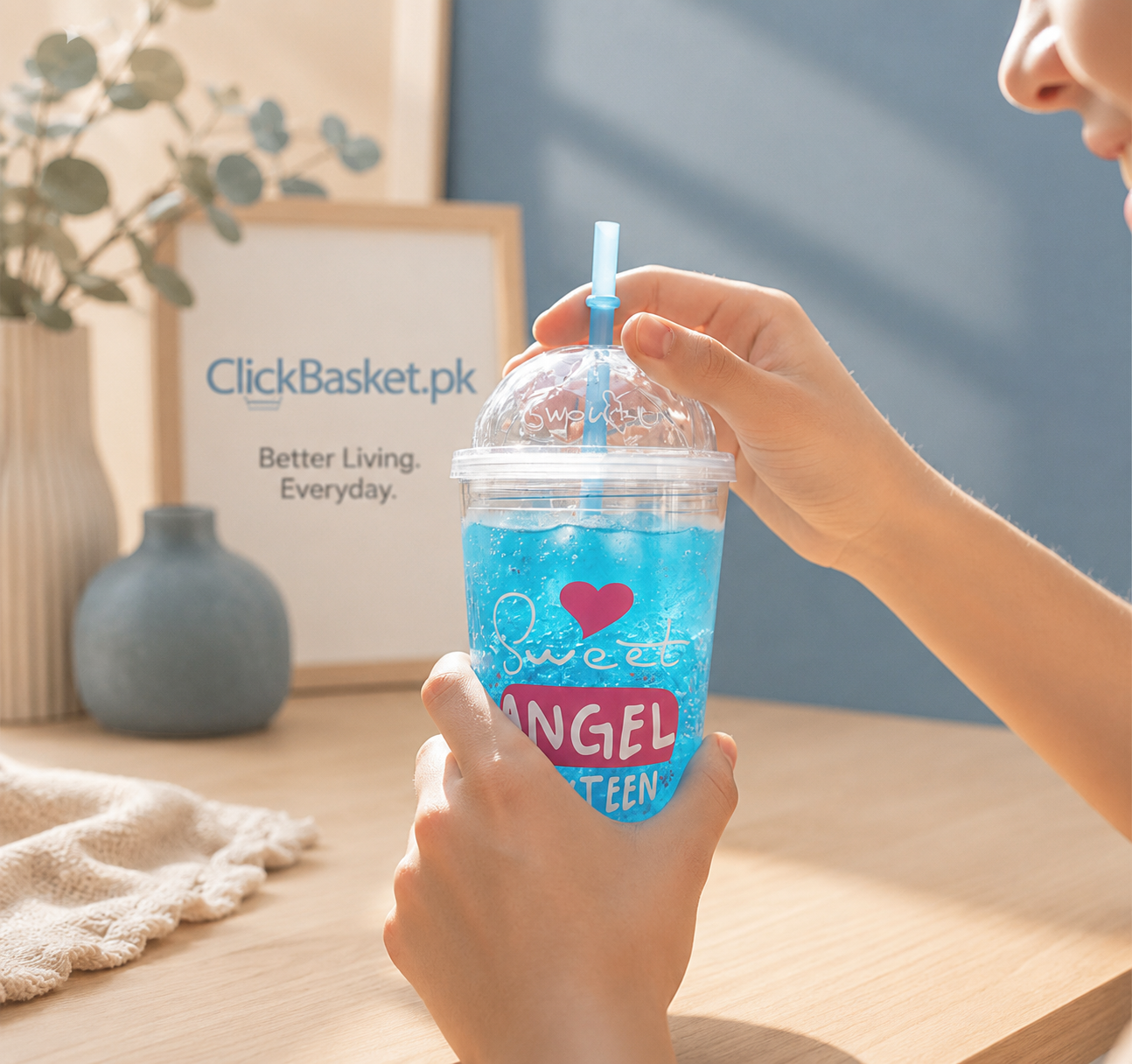 Sweet Angel Reusable Slush Cup with Straw