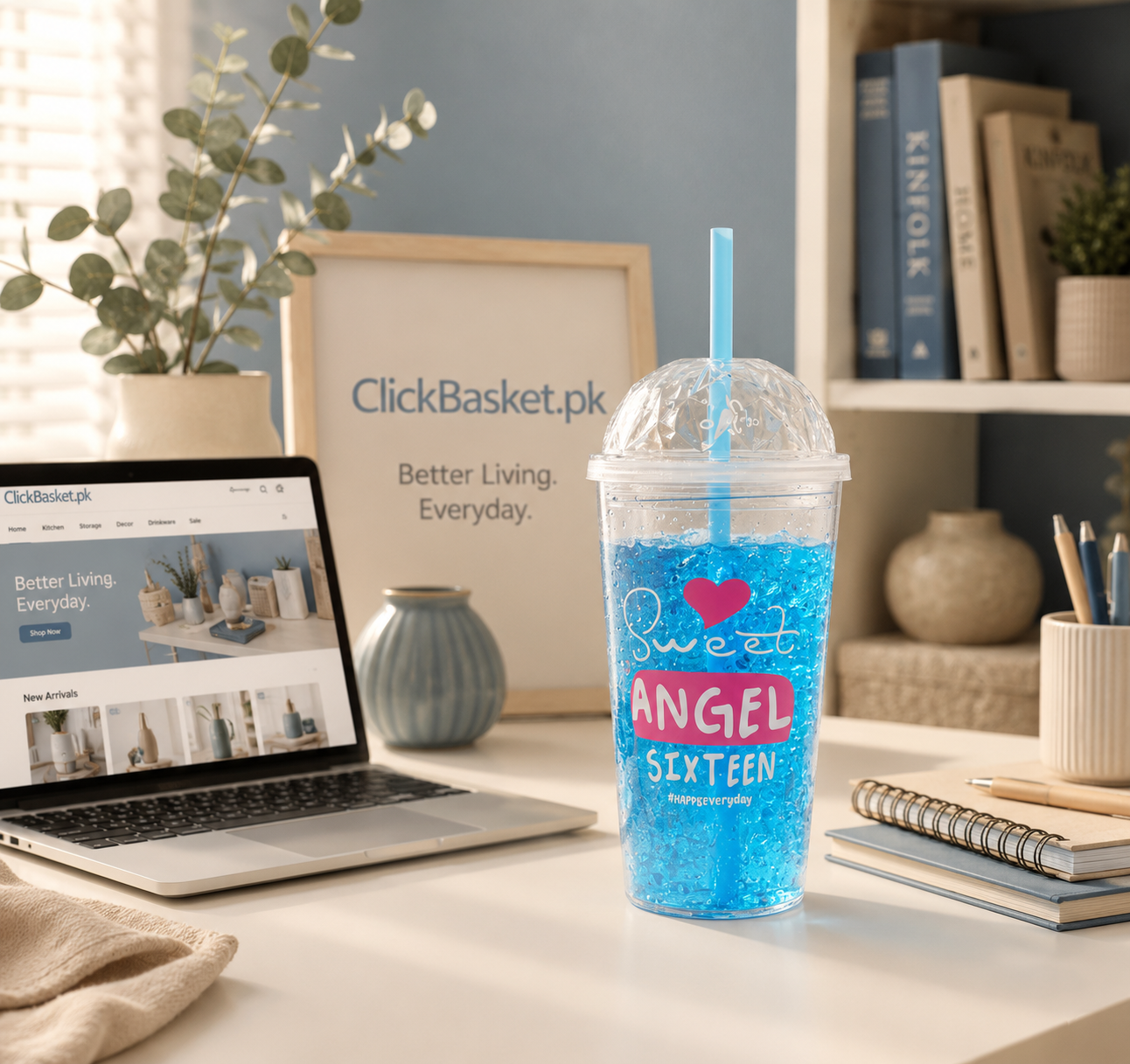 Sweet Angel Reusable Slush Cup with Straw