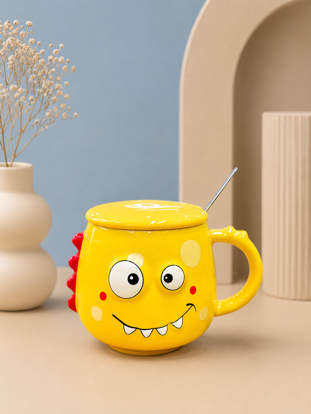 Cartoon Monster Mug with Lid & Spoon