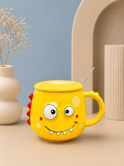 Cartoon Monster Mug with Lid & Spoon