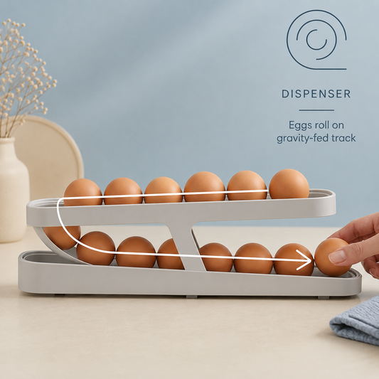 Gravity-Fed Egg Dispenser Rack
