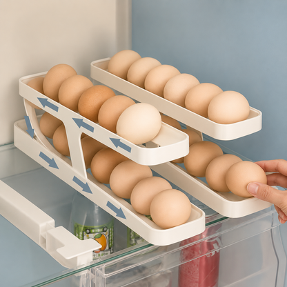 Gravity-Fed Egg Dispenser Rack