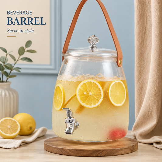 Beverage Barrel Glass Dispenser – 4 Liters