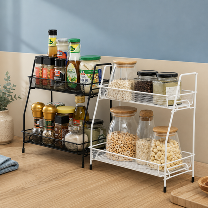 2-Tier Metal Mesh Storage Organizer Rack