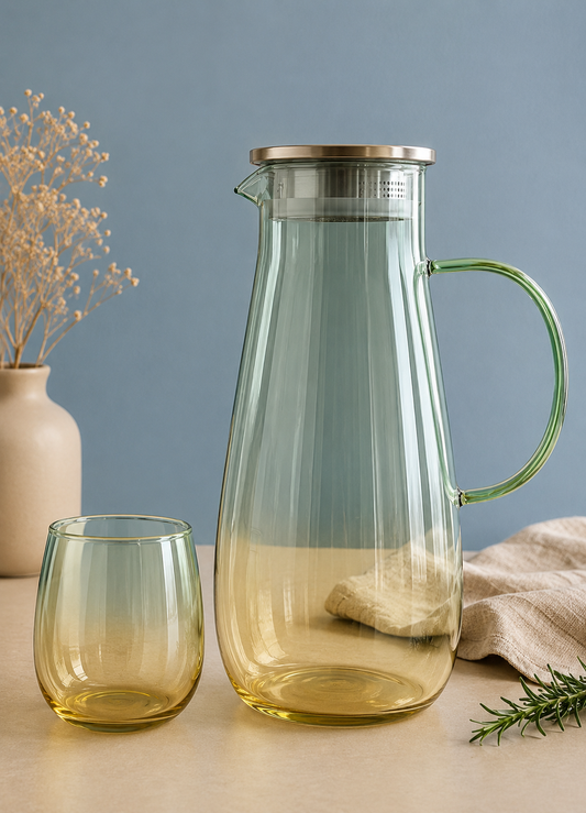 Imported Gradient Glass Water Jug & Glass Set