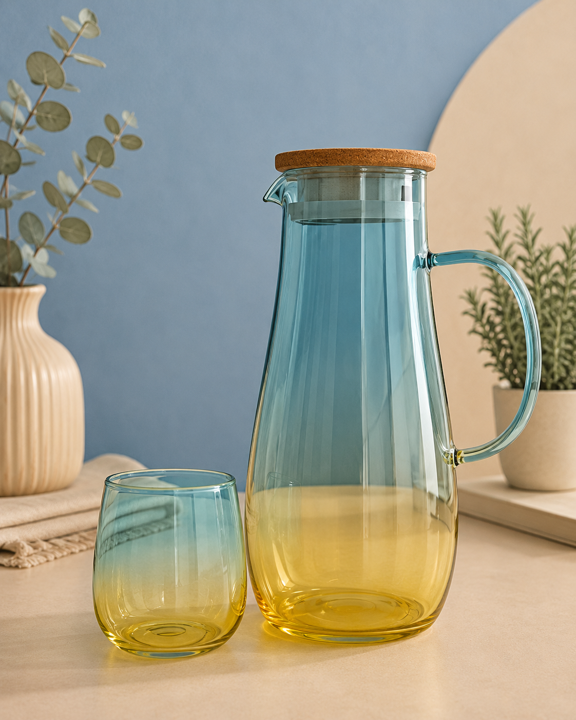 Imported Gradient Glass Water Jug & Glass Set