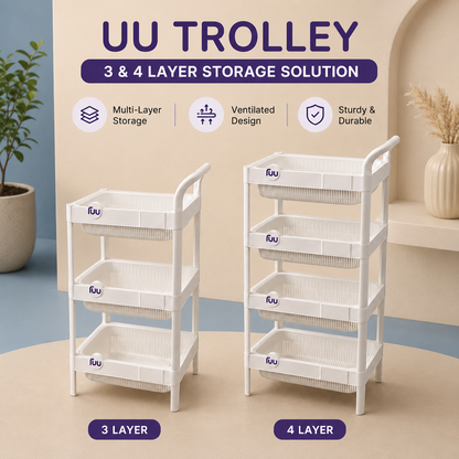 Multipurpose Storage Rack Organizer – Ventilated Plastic Basket Shelf for Kitchen, Bathroom & Laundry