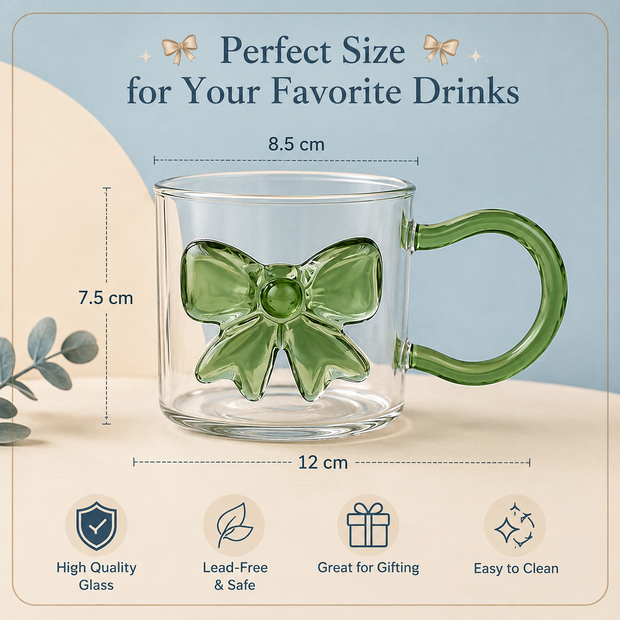 🎀 Bow Glass Cup – Elegant & Stylish Drinkware
