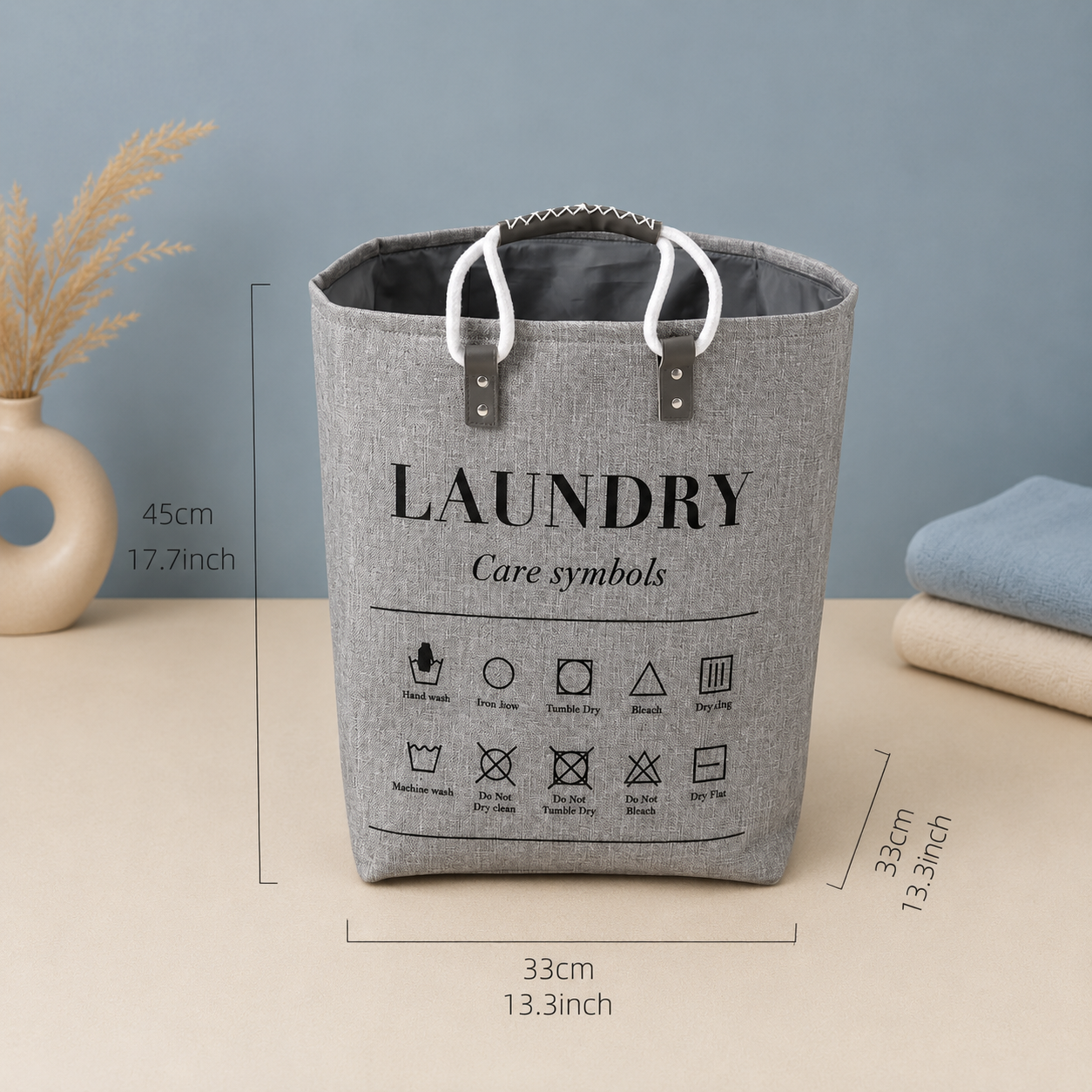 Foldable Waterproof Laundry Basket with Reinforced Handles