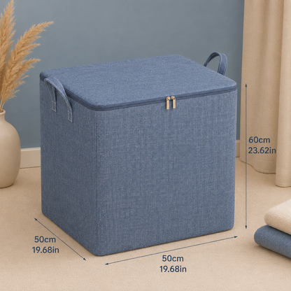 Large Foldable Storage Box with Zipper Lid