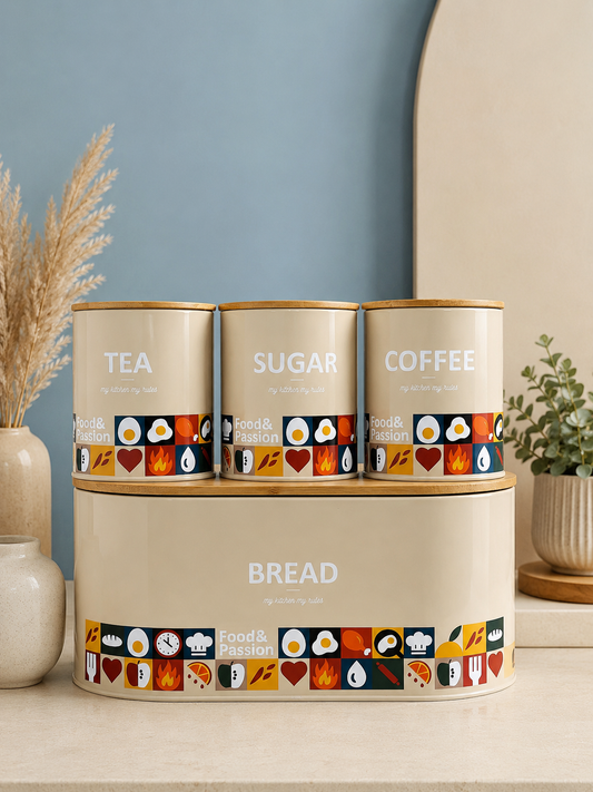 Premium Kitchen Storage Canister Set with Bread Bin (4-Piece)