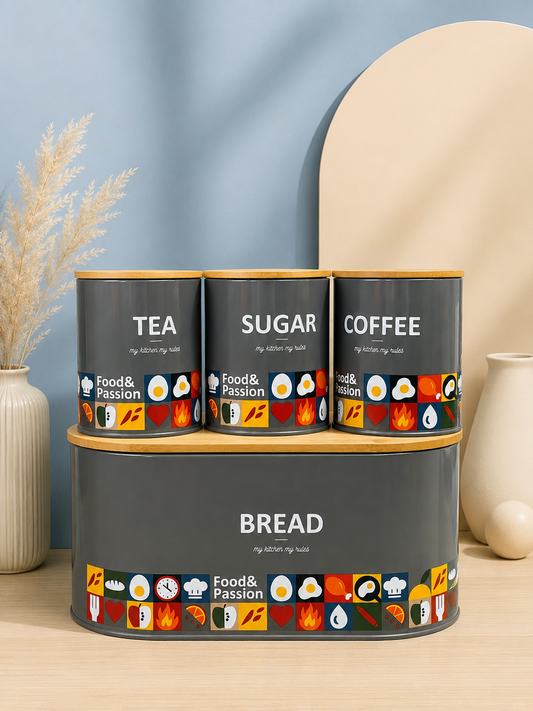 Premium Kitchen Storage Canister Set with Bread Bin (4-Piece)