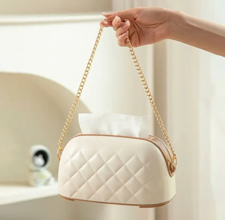 👜 Luxury Handbag Style Tissue Box with Gold Chain