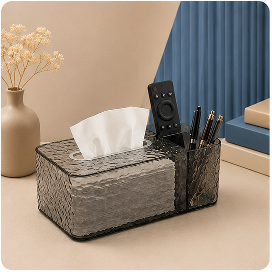 Glacier Texture Tissue Box with Dual Organizer