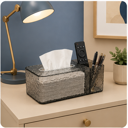 Glacier Texture Tissue Box with Dual Organizer