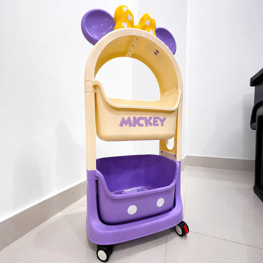 Mickey-Themed 2-Tier Kids Storage Organizer Shelf (Purple)