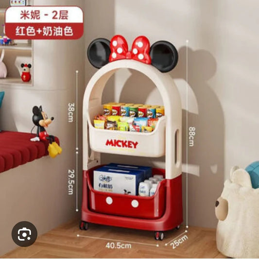 Mickey-Themed 2-Tier Kids Storage Organizer Shelf