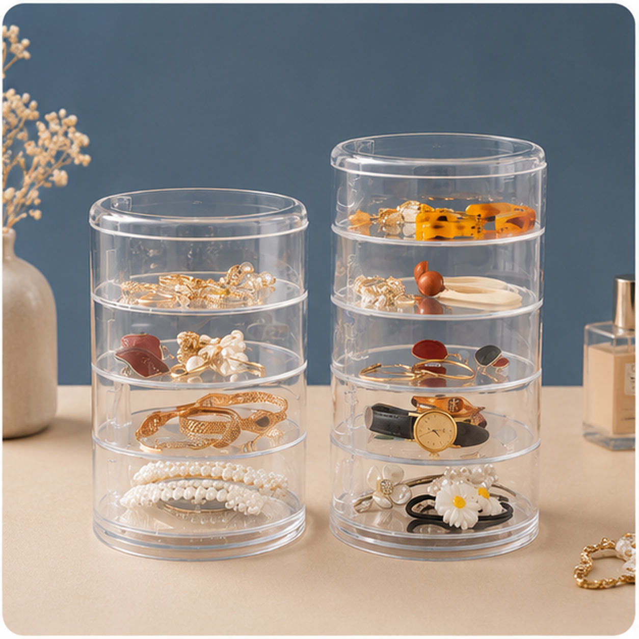 Rotating 360° Acrylic Jewelry Organizer – Multi-Layer Storage Box