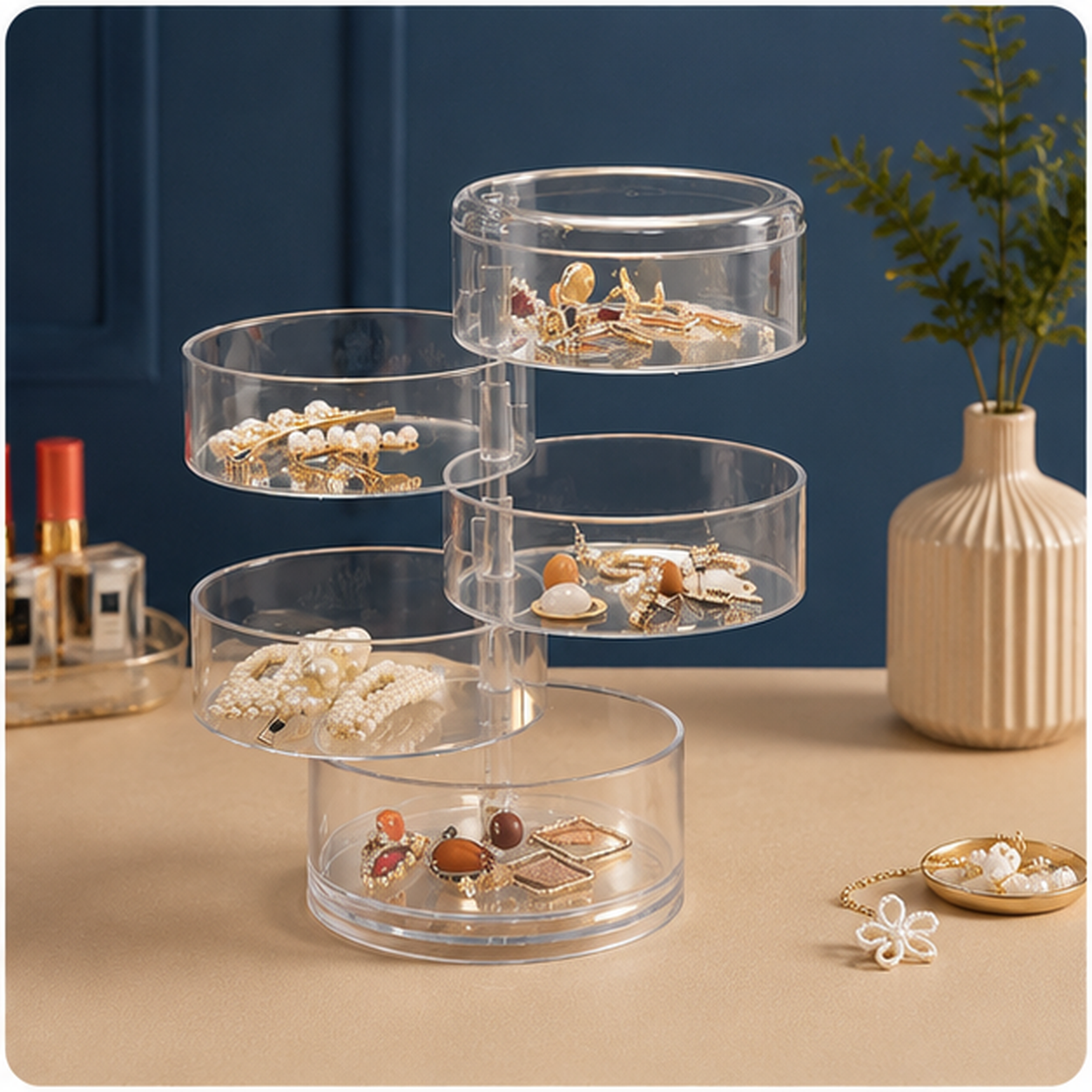 Rotating 360° Acrylic Jewelry Organizer – Multi-Layer Storage Box