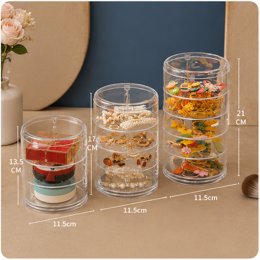 Rotating 360° Acrylic Jewelry Organizer – Multi-Layer Storage Box