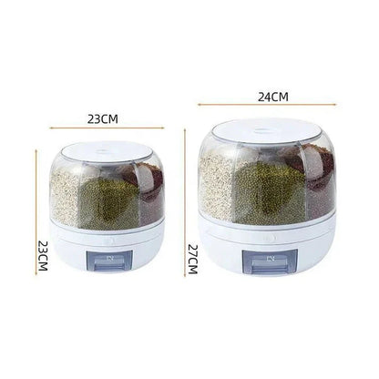 Rotating 6-Grid Grain Storage Dispenser