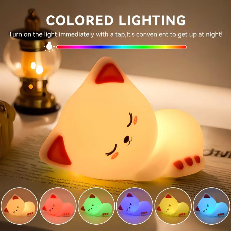 RGB Sleeping Cat Silicone Night Light