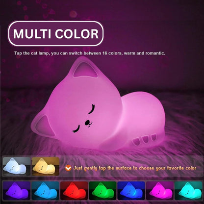 RGB Sleeping Cat Silicone Night Light