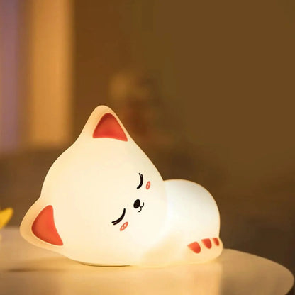 RGB Sleeping Cat Silicone Night Light